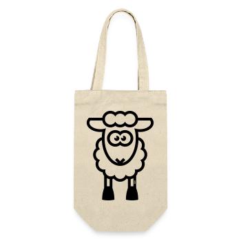 Schaf / Schäfchen / Lamm / Lämmchen (Black) - Geschenkbeutel für Flaschen - Natur - Vorne
