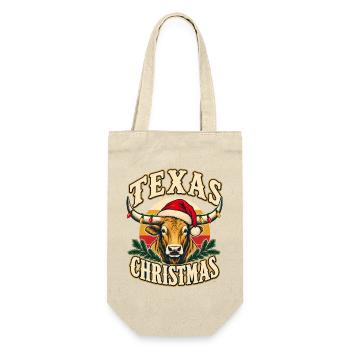 Texas Christmas Longhorn Santa - Geschenkbeutel für Flaschen - Natur - Vorne