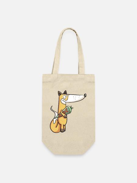 Schulkind Fuchs I Einschulung Erstklässler - Geschenkbeutel für Flaschen - Natur