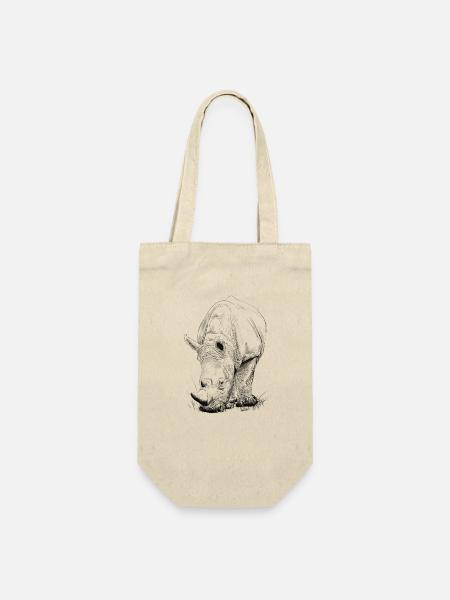 Nashorn - Geschenkbeutel für Flaschen - Natur