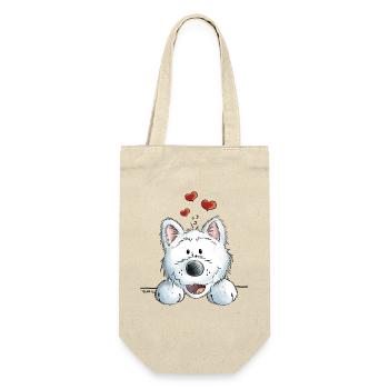 Verliebter Westie - Hund - Herz - Tier - Dog - Geschenkbeutel für Flaschen - Natur - Vorne