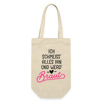braut hochzeit spruch - Geschenkbeutel für Flaschen - Natur - Vorne