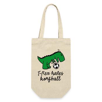 T-Rex hates korfball ball funny dinosaur cartoon - Geschenkbeutel für Flaschen - Natur - Vorne
