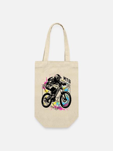 MTB - Buntes Mountainbike Rad - Mountainbiker - Geschenkbeutel für Flaschen - Natur