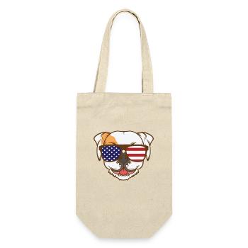 Bulldog avec des lunettes de soleil USA Pet - Sac à bouteille - nature - Devant