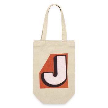 Retro-Buchstabe J - Geschenkbeutel für Flaschen - Natur - Vorne
