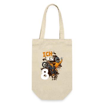 Ich bin 8 Jahre Cross Motorrad 8. Geburtstag - Geschenkbeutel für Flaschen - Natur - Vorne