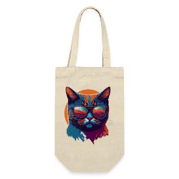 Rebel Paws: Retro Katze T-Shirt Art - Geschenkbeutel für Flaschen - Natur - Vorne