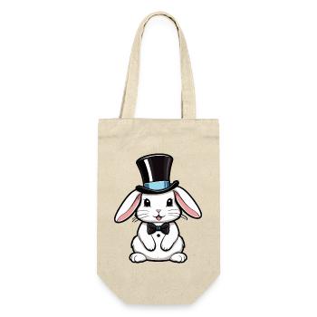 White Rabbit with a Hat and Bow Tie - Gift Bag for Bottles - nature - Front