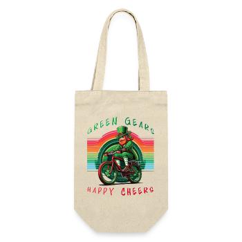 Leprechaun Cycling St Patrick's Day Design - Gift Bag for Bottles - nature - Front