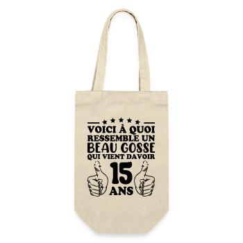 15 Years Old Gift Idea Humor Birthday Handsome Kid - Gift Bag for Bottles - nature - Front