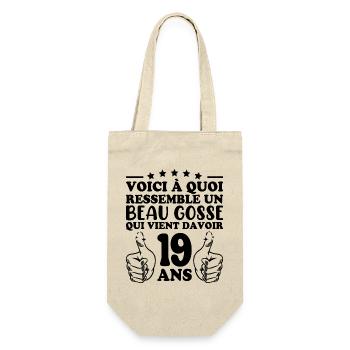 19 ans Idée Cadeau Humour Anniversaire Beau Gosse - Sac à bouteille - nature - Devant