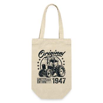 Original 1947 Geburtstag 1947 Farmer Traktor - Geschenkbeutel für Flaschen - Natur - Vorne