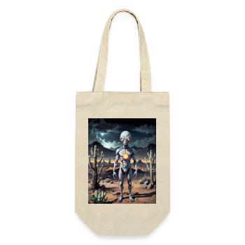 grey alien in the desert monster dark horror scary - Gift Bag for Bottles - nature - Front
