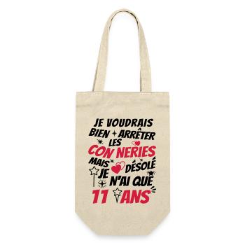 j'ai 11 ans / / t-shirt 11 ans - Sac à bouteille - nature - Devant