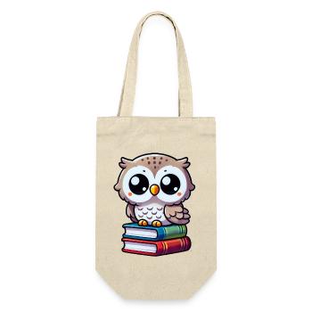 Eule auf Büchern - Geschenkbeutel für Flaschen - Natur - Vorne