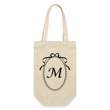Lettre m ruban vintage - idée cadeau - Sac à bouteille - nature - Devant
