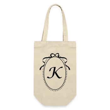 Vintage Letter k Ribbon - Gift Idea - Gift Bag for Bottles - nature - Front