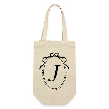 Vintage Ribbon Letter j - Gift Idea - Gift Bag for Bottles - nature - Front