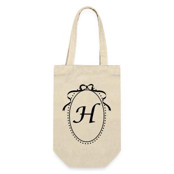 Vintage Buchstabe H Band - Geschenkidee - Geschenkbeutel für Flaschen - Natur - Vorne