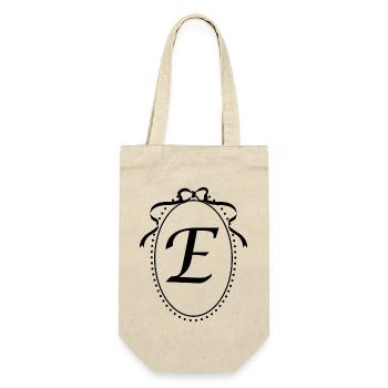 Vintage Letter E Ribbon - Gift Idea - Gift Bag for Bottles - nature - Front