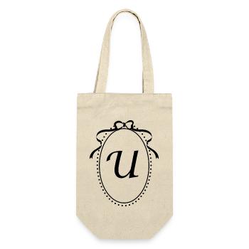Vintage Ribbon Letter u - Gift Idea - Gift Bag for Bottles - nature - Front