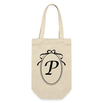 Vintage Letter p Band - Geschenkidee - Geschenkbeutel für Flaschen - Natur - Vorne