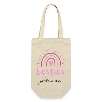 besties just like our moms | beste Freunde - Geschenkbeutel für Flaschen - Natur - Vorne