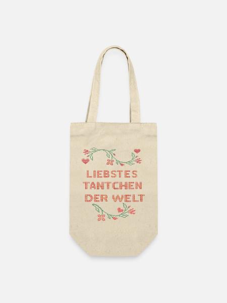 liebstes Tantchen der Welt - Geschenkbeutel für Flaschen - Natur