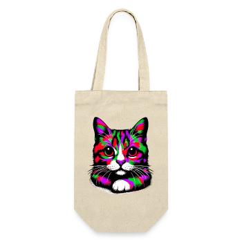 Katze - Geschenkbeutel für Flaschen - Natur - Vorne