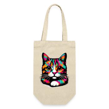 Katze - Geschenkbeutel für Flaschen - Natur - Vorne