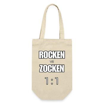 Rocken vs Zocken - Rock Gaming Vergleich - Geschenkbeutel für Flaschen - Natur - Vorne