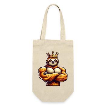 Muskulöser Faultier König Fitness Workout - Geschenkbeutel für Flaschen - Natur - Vorne