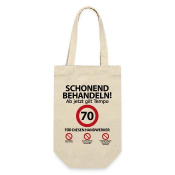 70. Handwerker Geburtstag mit Spruch - Geschenkbeutel für Flaschen - Natur - Vorne
