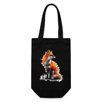 Geometrischer Fuchs Aquarell - Geschenkbeutel für Flaschen - Schwarz - Vorne