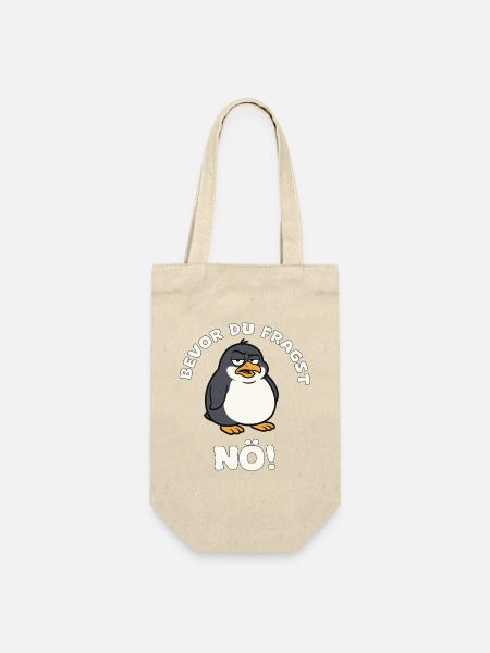 Bevor du fragst NÖ Pinguin - Geschenkbeutel für Flaschen - Natur