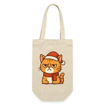 Grummiger Weihnachtskater - Geschenkbeutel für Flaschen - Natur - Vorne