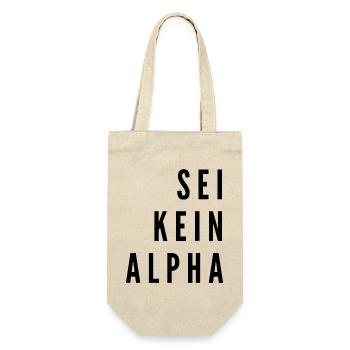 Sei kein Alpha | minimalistisches Design - Geschenkbeutel für Flaschen - Natur - Vorne