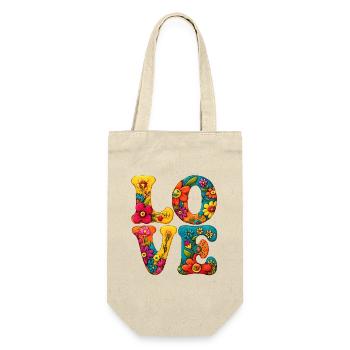 Flowers LOVE font motif - Gift Bag for Bottles - nature - Front