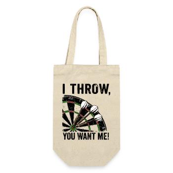Sweat à capuche et t-shirt Darts Fun « Je lance, tu me veux » - Sac à bouteille - nature - Devant