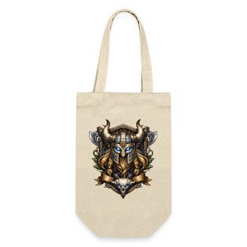 Viking Helm mit Totenschädel-Emblem - Geschenkbeutel für Flaschen - Natur - Vorne