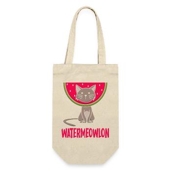 Funny Watermeowlon Cat Pun Fruit Graphic - Geschenkbeutel für Flaschen - Natur - Vorne