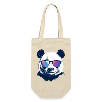 cooler Panda mit Neon Sonnenbrille Porträt Motiv - Geschenkbeutel für Flaschen - Natur - Vorne