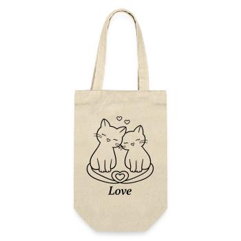 Un couple de chats mignons adore l’art en ligne | Style romantique du chat - Sac à bouteille - nature - Devant