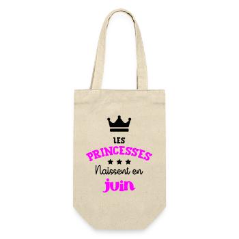 Princesse née en Juin Super Cadeau Anniversaire - Sac à bouteille - nature - Devant