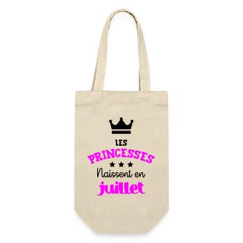 Princesse née en Juillet Joli Cadeau Naissance - Sac à bouteille - nature - Devant