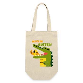 Alles in Butter: Alligator und Spatz - Geschenkbeutel für Flaschen - Natur - Vorne