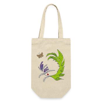 Lavendelkranz mit Schmetterling - Geschenkbeutel für Flaschen - Natur - Vorne