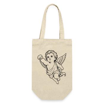 Fliegender Cherub Engel Faust Motiv - Geschenkbeutel für Flaschen - Natur - Vorne