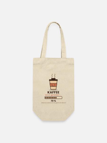 Kaffee wird geladen 70% – Morgenmuffel Spruch - Geschenkbeutel für Flaschen - Natur